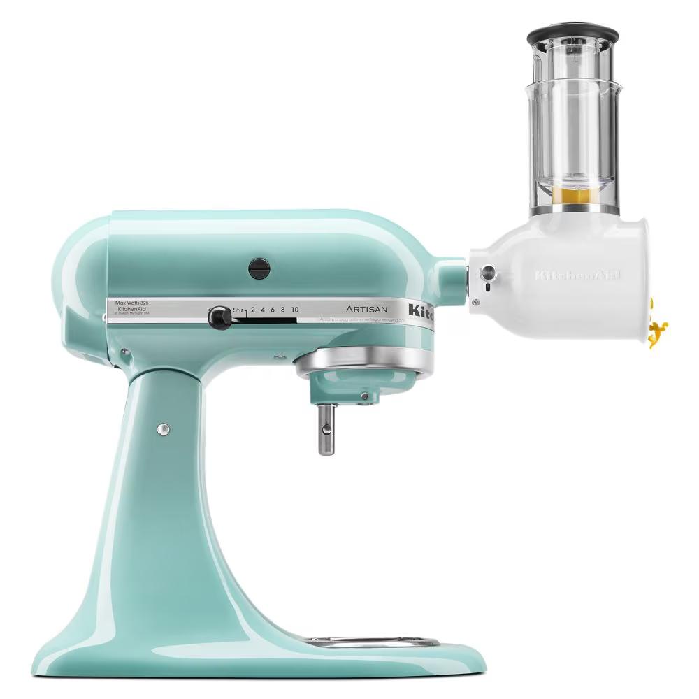 Value Bundle Artisan® Series 5 Quart Tilt-Head Stand Mixer with Fresh Prep Slicer/Shredder Attachment - Aqua Sky