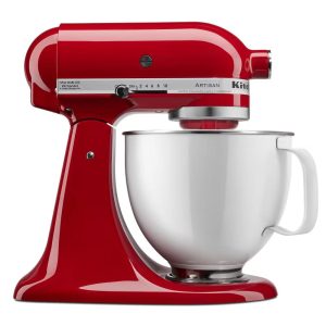 Artisan® Series Tilt-Head Stand Mixer with 5 Quart White Colorfast Finish Stainless Steel Bowl - Empire Red