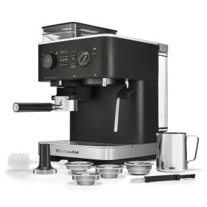 Semi Automatic Espresso Machine with Burr Grinder - Cast Iron Black