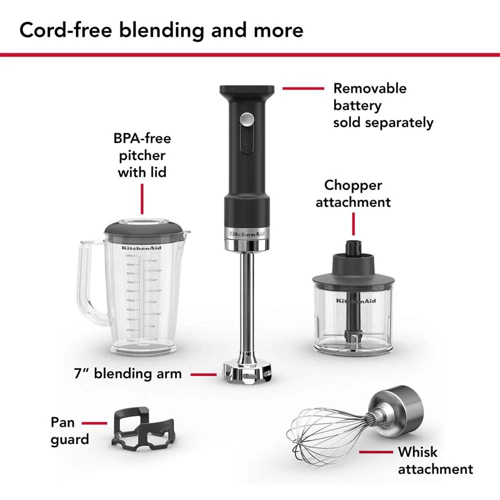 KitchenAid Go® Cordless Hand Blender with Accessories - battery sold separately - Black Matte - Image 2